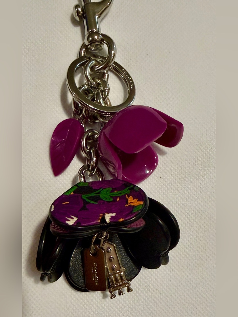 Coach Purple Floral Petal Keychain Charm - Picture 3 of 3